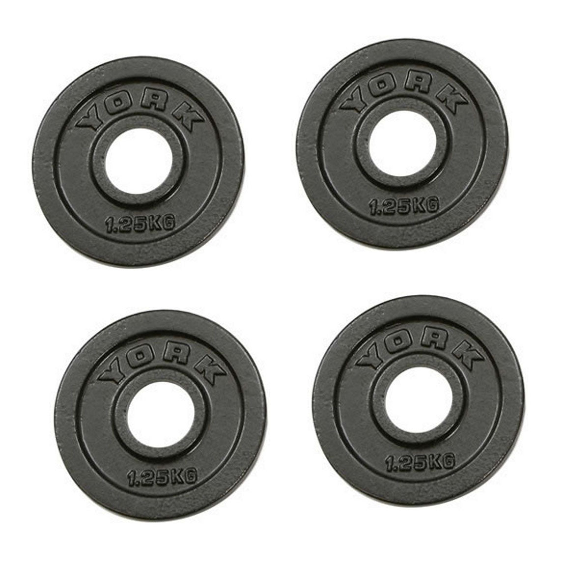 |York 4x 1.25kg Hammertone Cast Iron Olympic Plates|