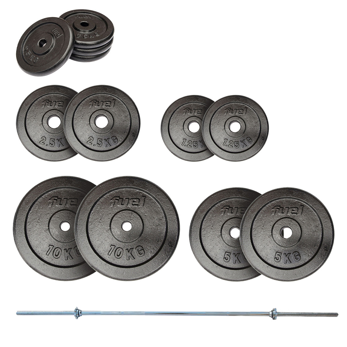 |Fuel Fitness 45kg Standard Cast Iron Weight Set|