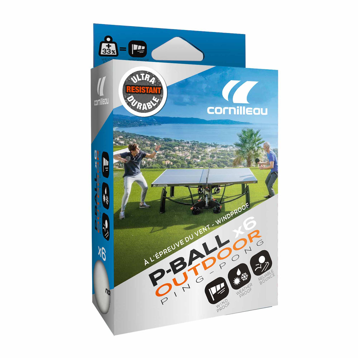 |Cornilleau Ultradurable Plastic Outdoor Table Tennis Balls - Pack of 6|