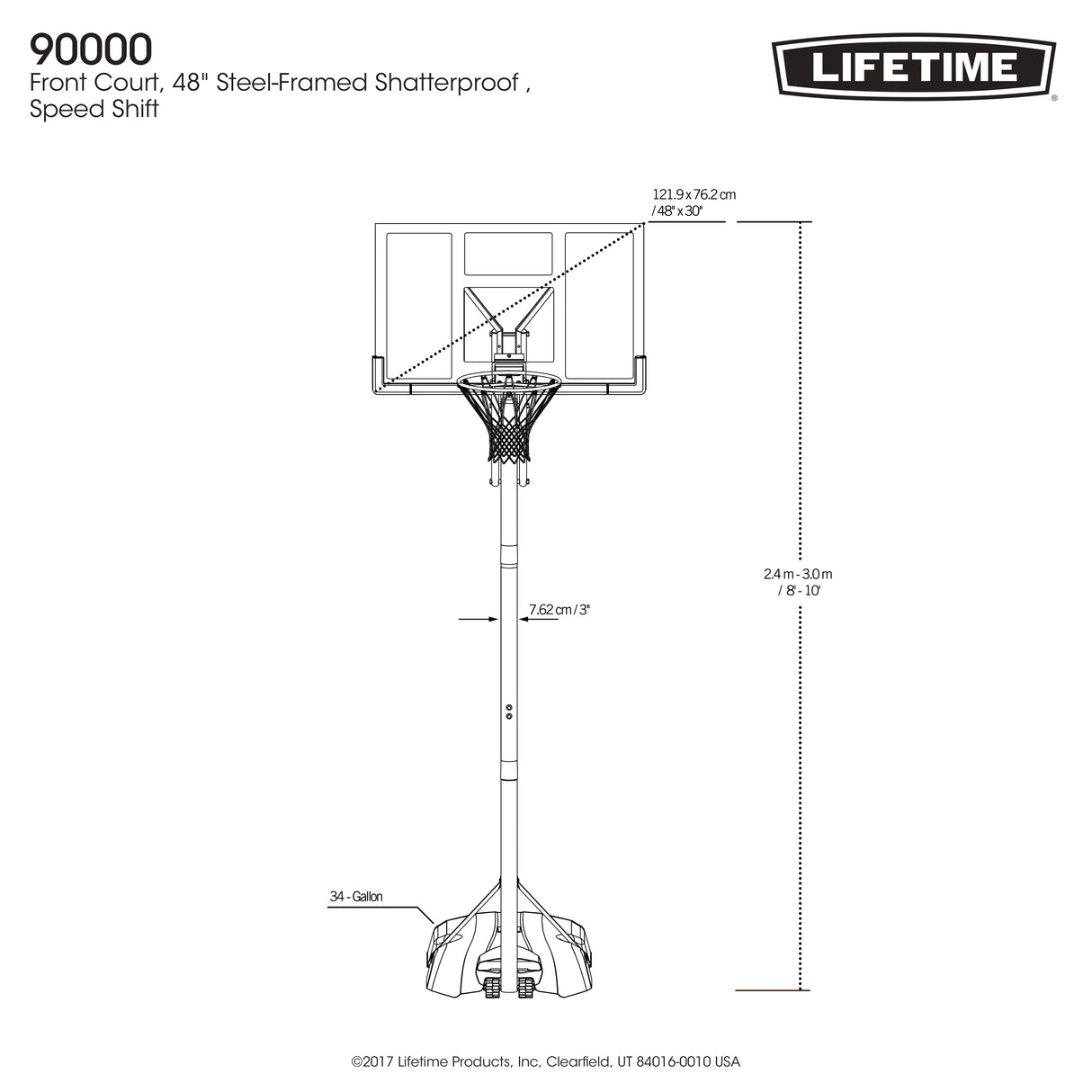 Lifetime Speed Shift 48 inch Basketball System