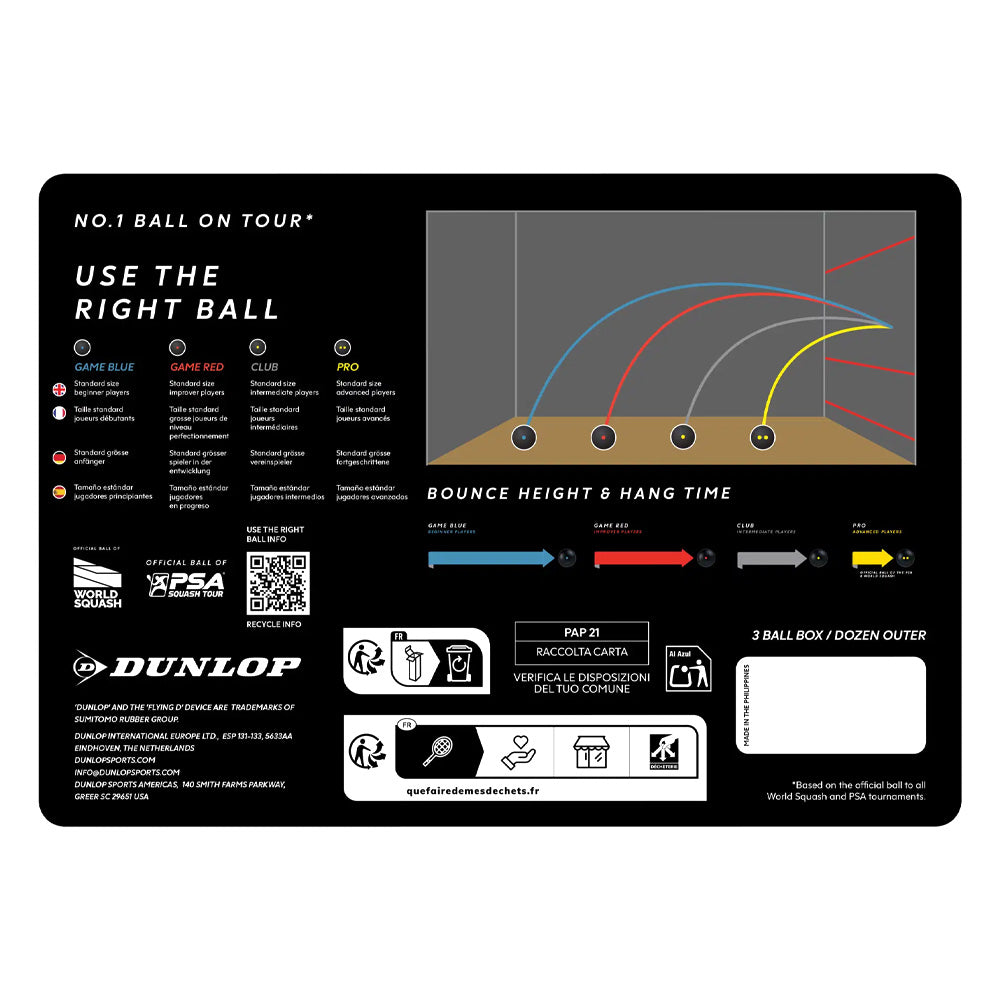 Dunlop Club 4X3 Squash Balls