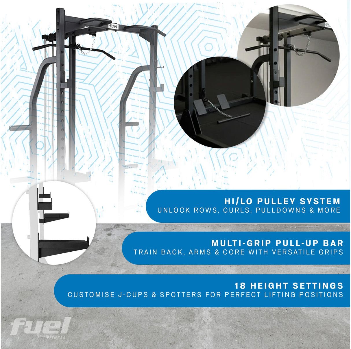 Fuel Fitness Power Rack with Hi-Lo Pulley