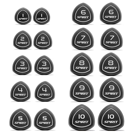 Spirit Fitness 1kg to 10kg Studio Dumbbells Set - 10 pairs