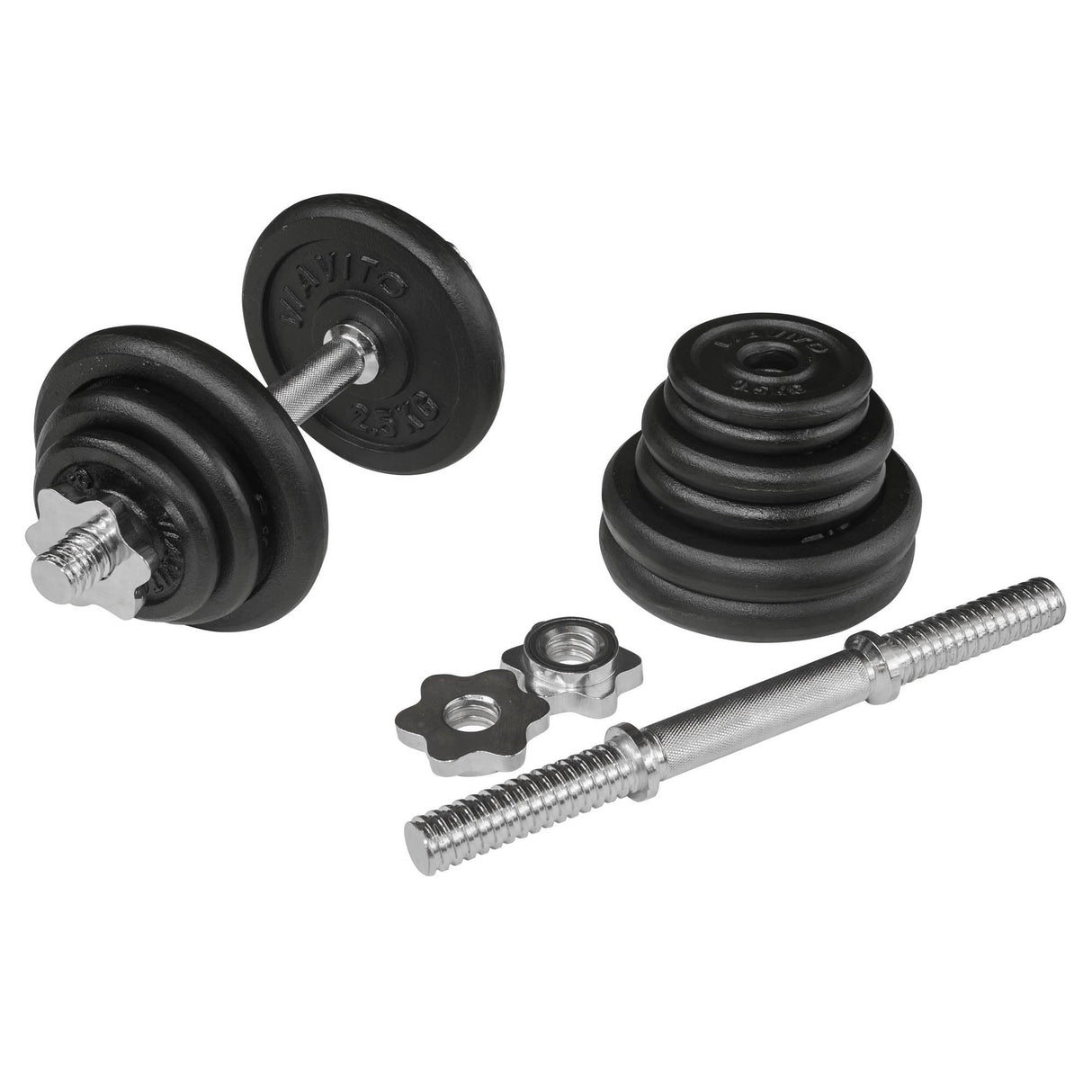 |Viavito 20kg Black Cast Iron Dumbbell Set - Dumbbells2|