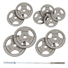 Fuel Fitness 90kg Olympic Tri Grip Cast Iron Weight Set with 7ft Bar