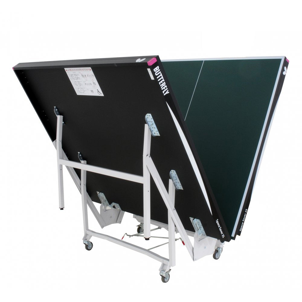 |Butterfly Space Saver Rollaway 25 Indoor Table Tennis Table - Folding in progress view|
