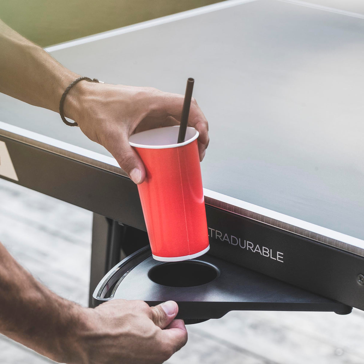 |Cornilleau Performance 700X Rollaway Outdoor Table Tennis Table - Cup Holder|