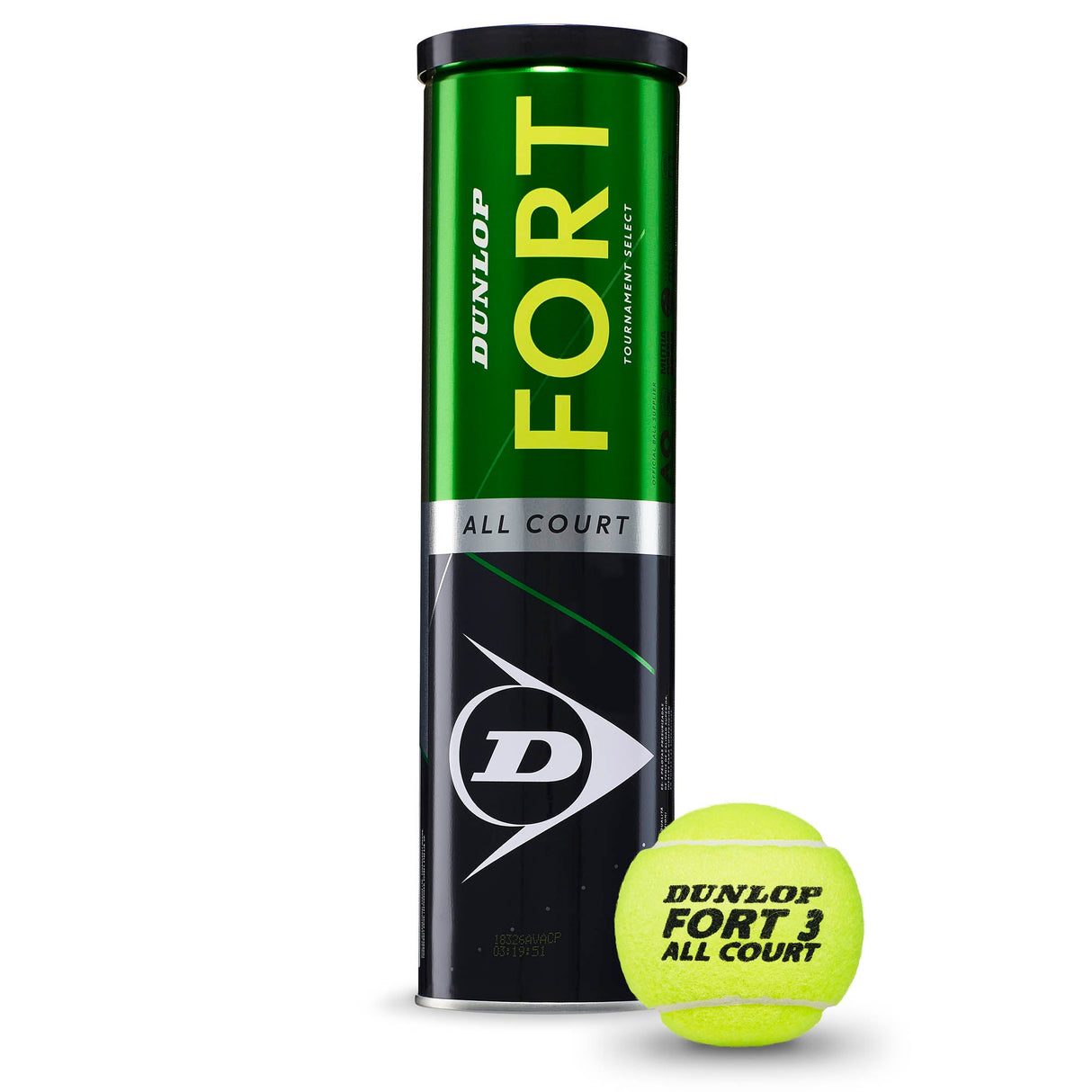 |DunlopFortAllCourtTournamentSelectTennis BallsTubeof4Can|