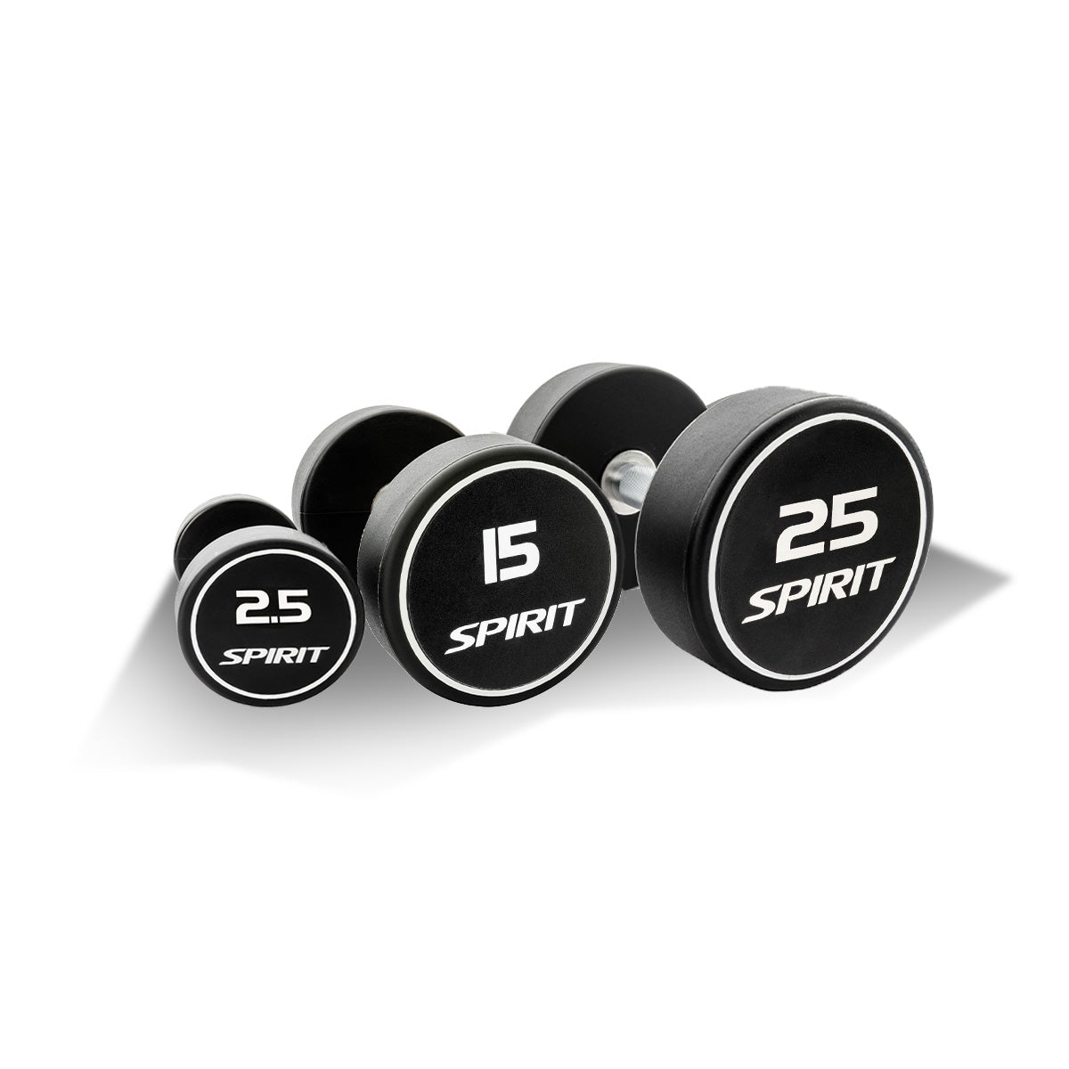 Spirit Fitness 2.5kg to 25kg Round Rubber Dumbbells Set - 10 pairs