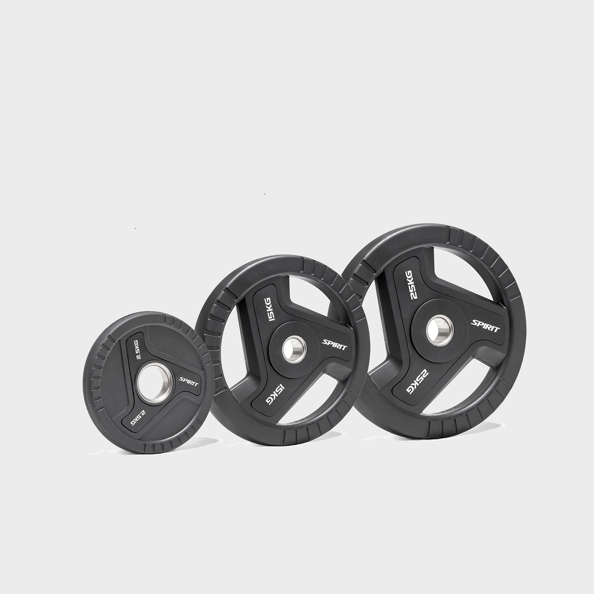 Spirit Fitness 75kg Olympic Rubber Tri Grip Weight Set with EZ Curl Bar