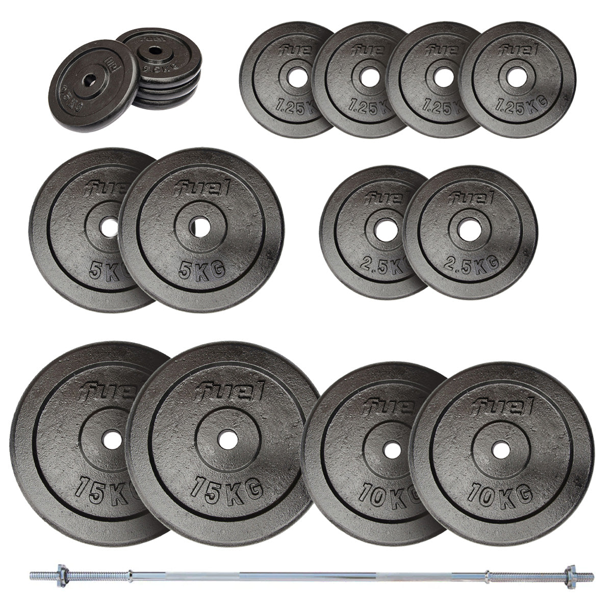 |FuelFitness80kgStandardCastIronWeightSetwith6ftBar|