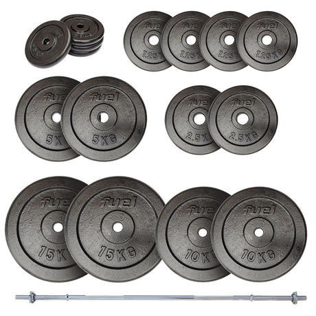 |FuelFitness80kgStandardCastIronWeightSetwith6ftBar|