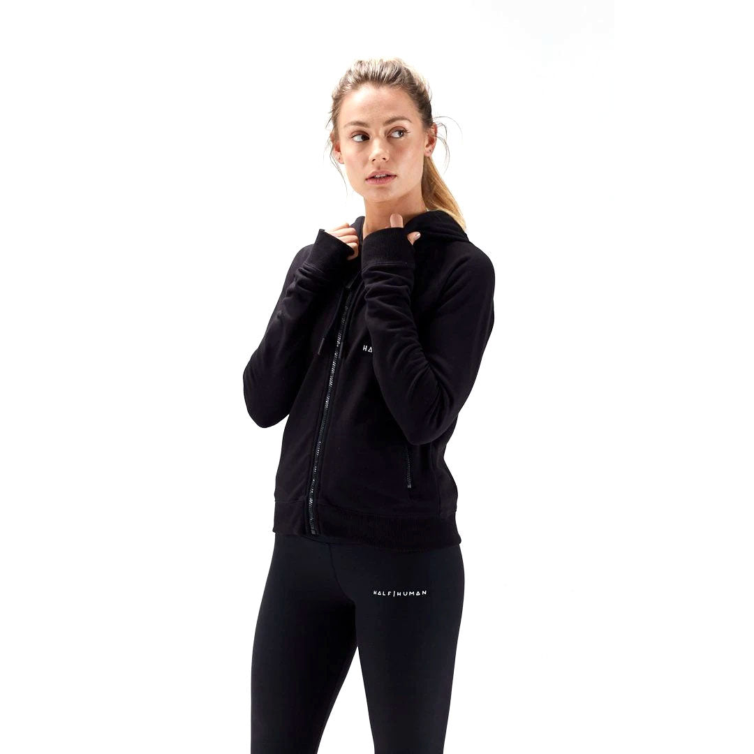 |Half Human Ladies Zip Hoodie - Zoom|
