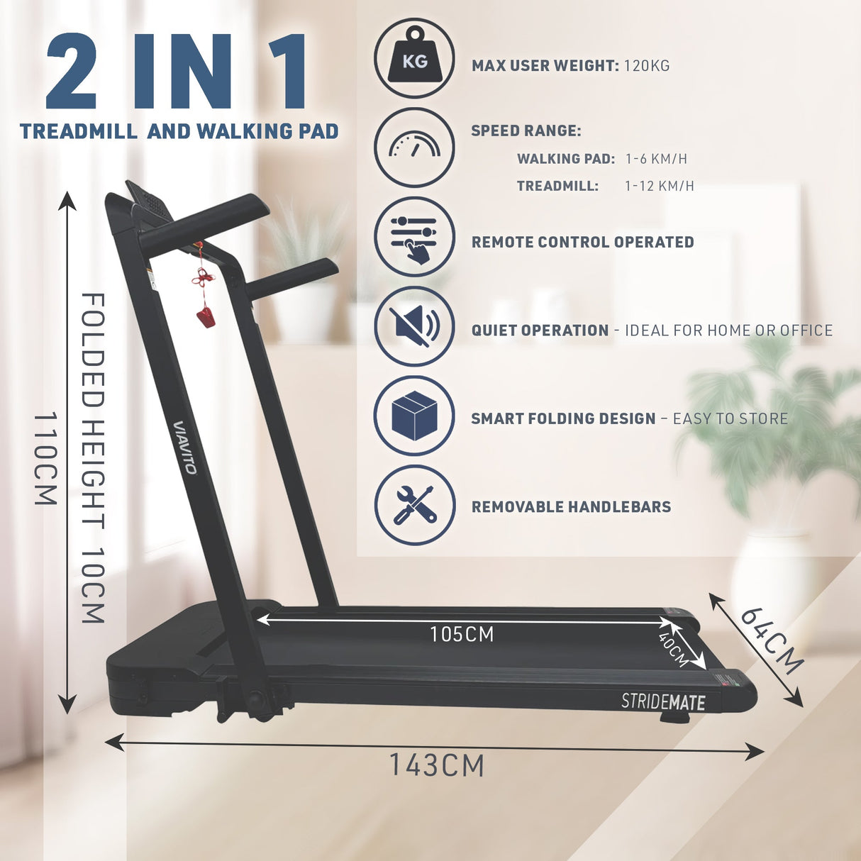 |Viavito StrideMate Walking Pad Infograph2|