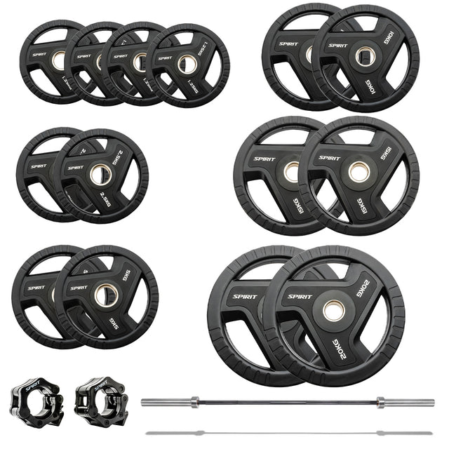 |SpiritFitness30kgOlympicRubberTriGripWeightSetwith6ftBar|