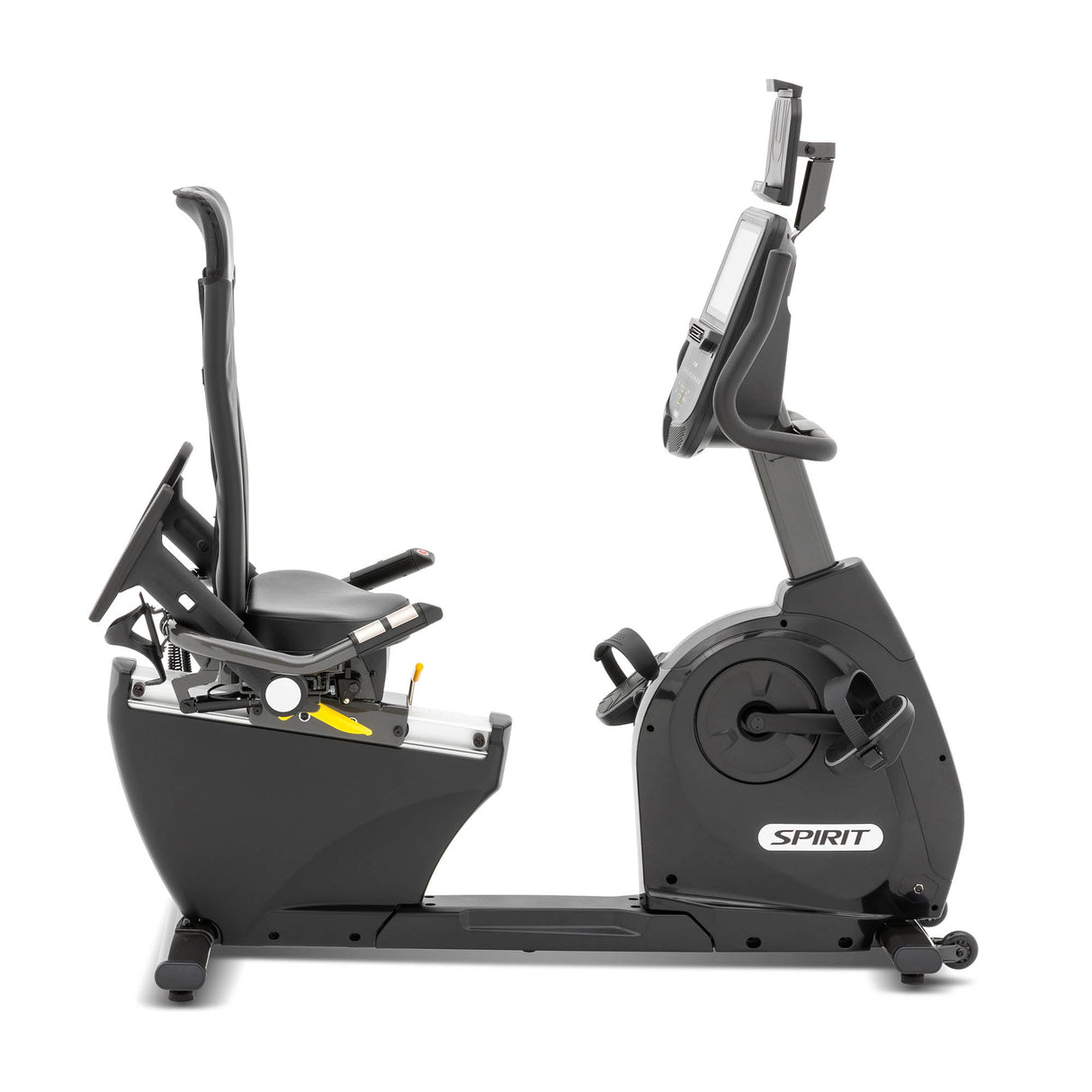 |SpiritXBR55ENTRecumbentExerciseBikeConsoleBackConsoleTabletHolderSide|
