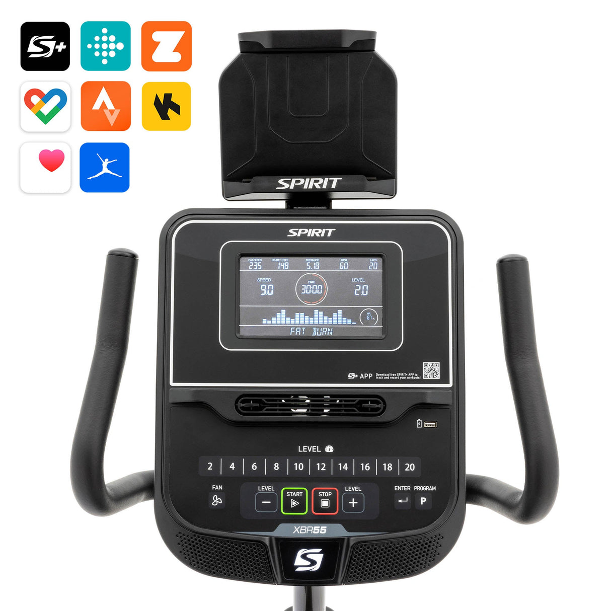 |SpiritXBR55RecumbentExerciseBike2023Console|