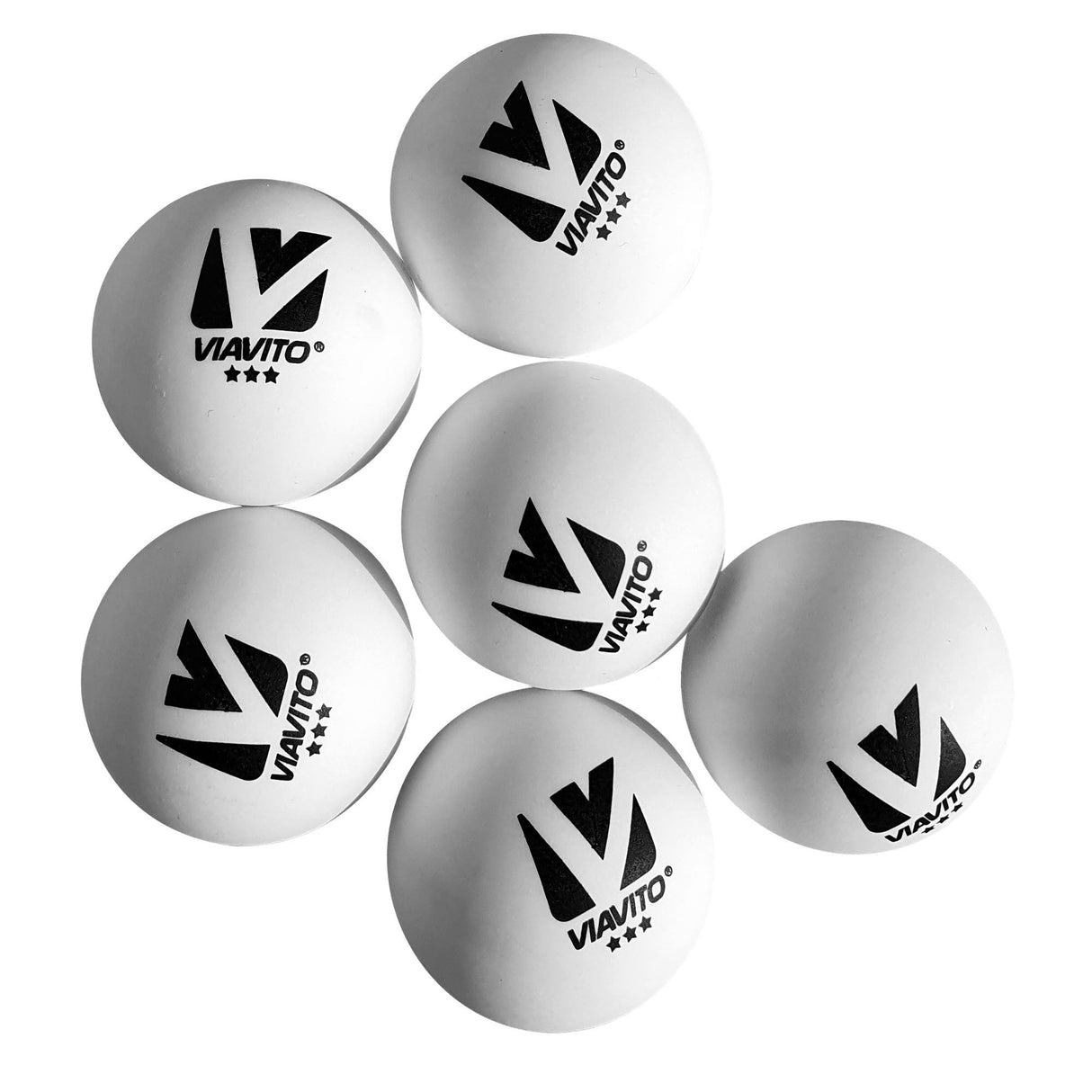 |Viavito Compete Pro 3 Star Table Tennis Balls - Pack of 6 - New - Ballz2|