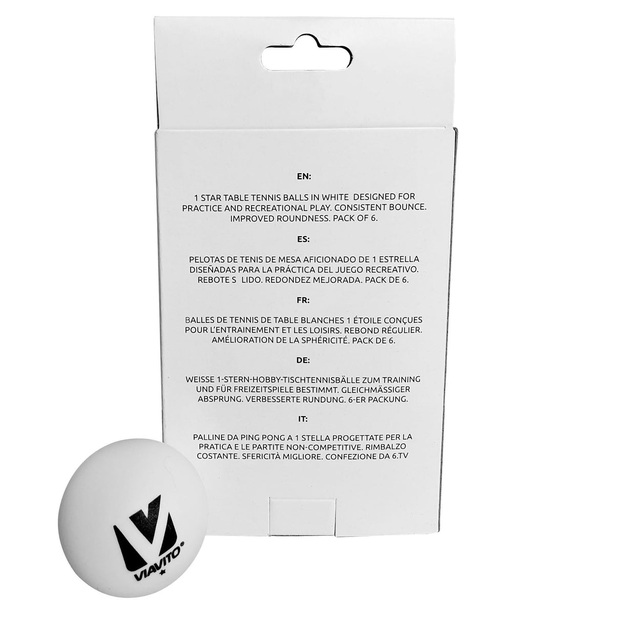 |Viavito Surefire 1 Star Table Tennis Balls - Pack of 6 - New - Back|