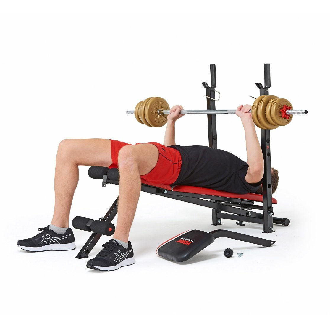 |York Warrior 2 in 1 Folding Barbell and Ab Bench with Curl 5|