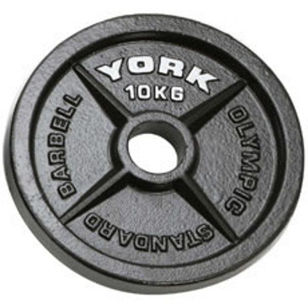 |York 10kg Hammertone Cast Iron Olympic Plate|