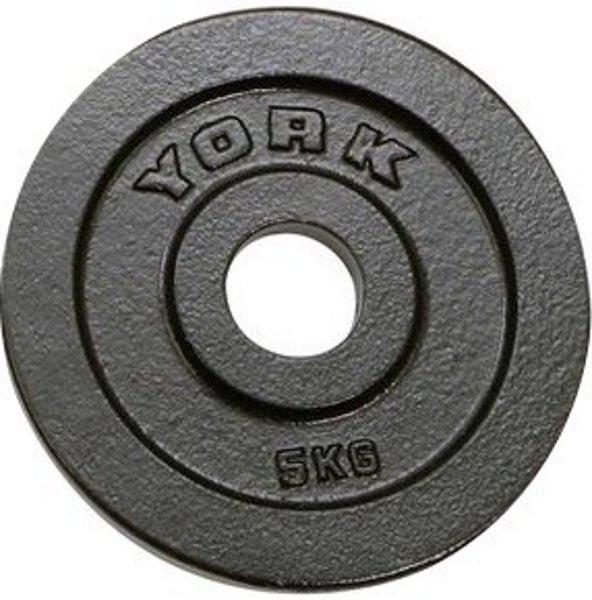 |York 5kg Hammertone Cast Iron Olympic Plate|