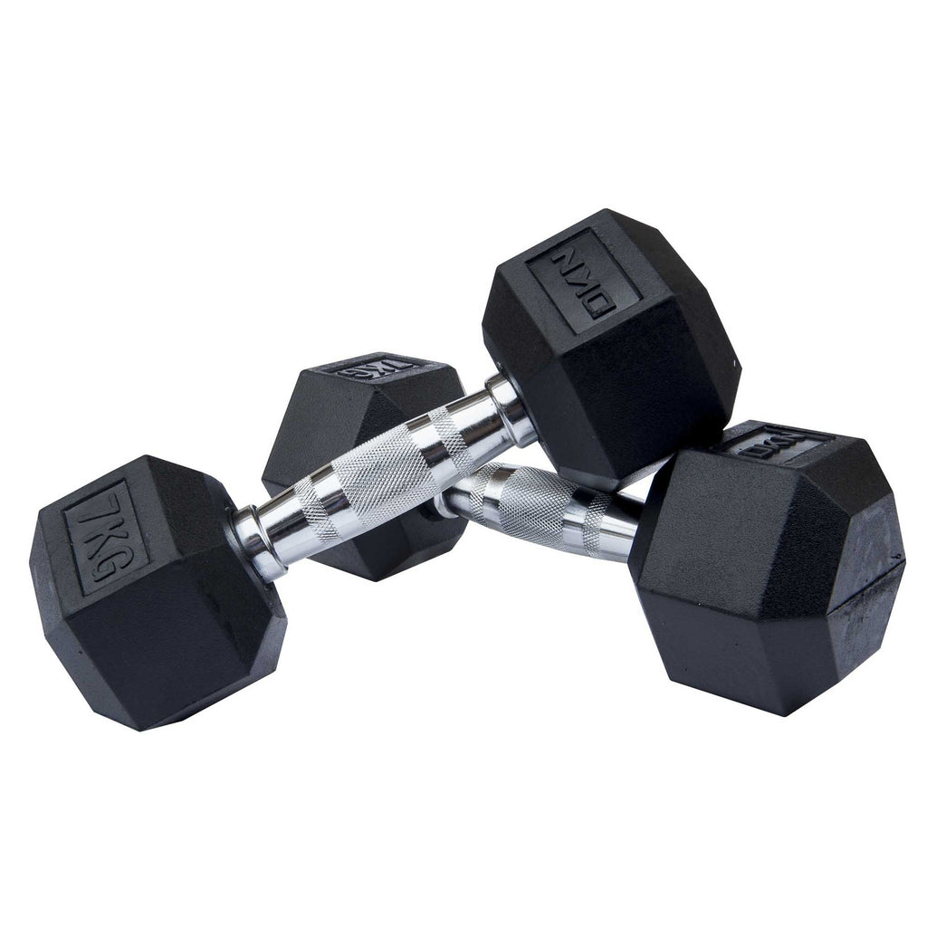 |DKN Rubber Hex Dumbbell 2 x 7kg|