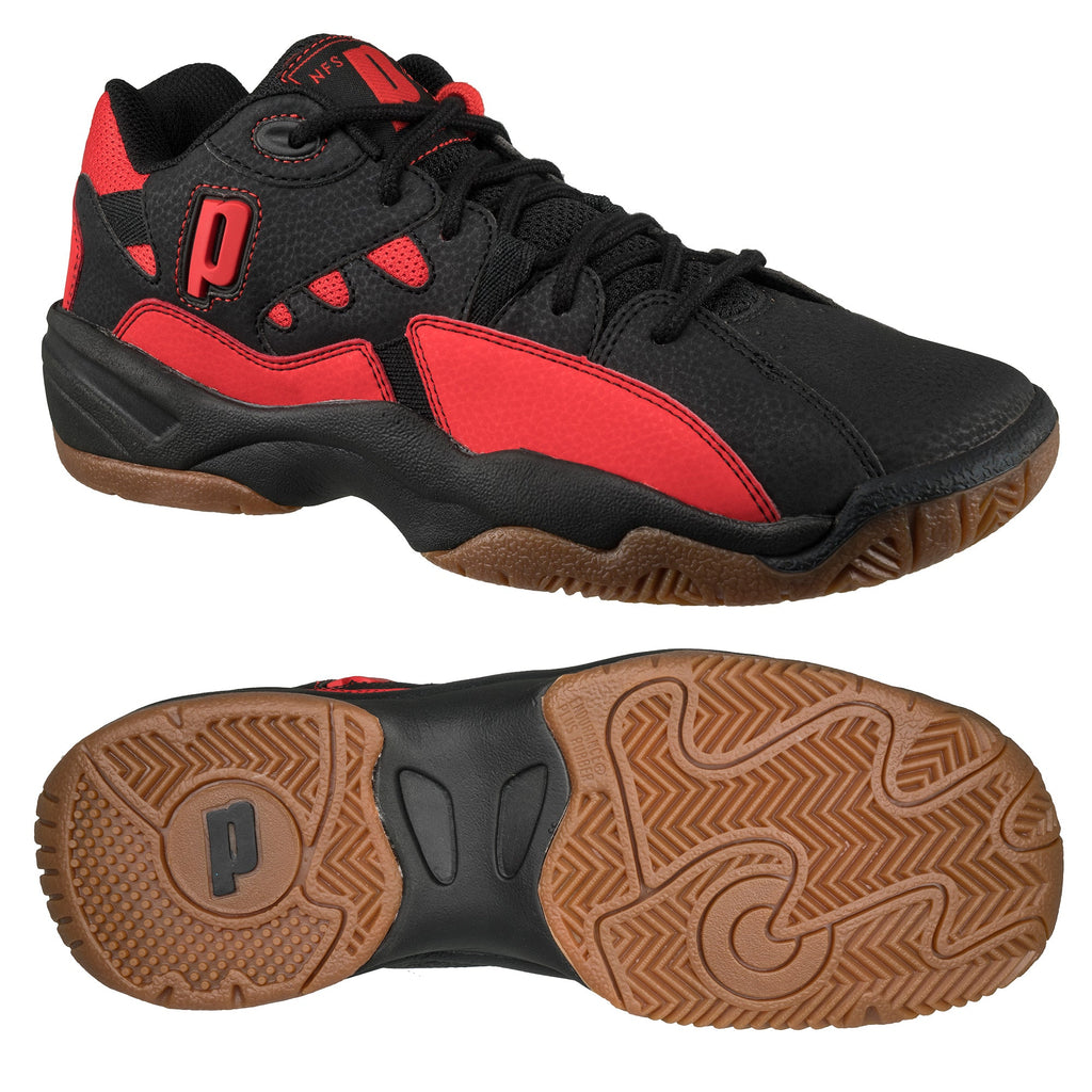 |Prince NFS II Indoor Court Shoes-Black and Red-Main Image|