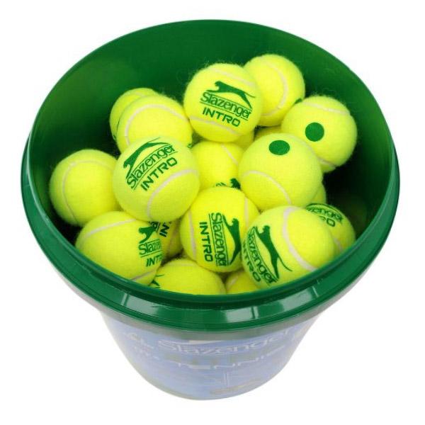 |Slazenger Mini Tennis Green 60 Ball Bucket- new-a|