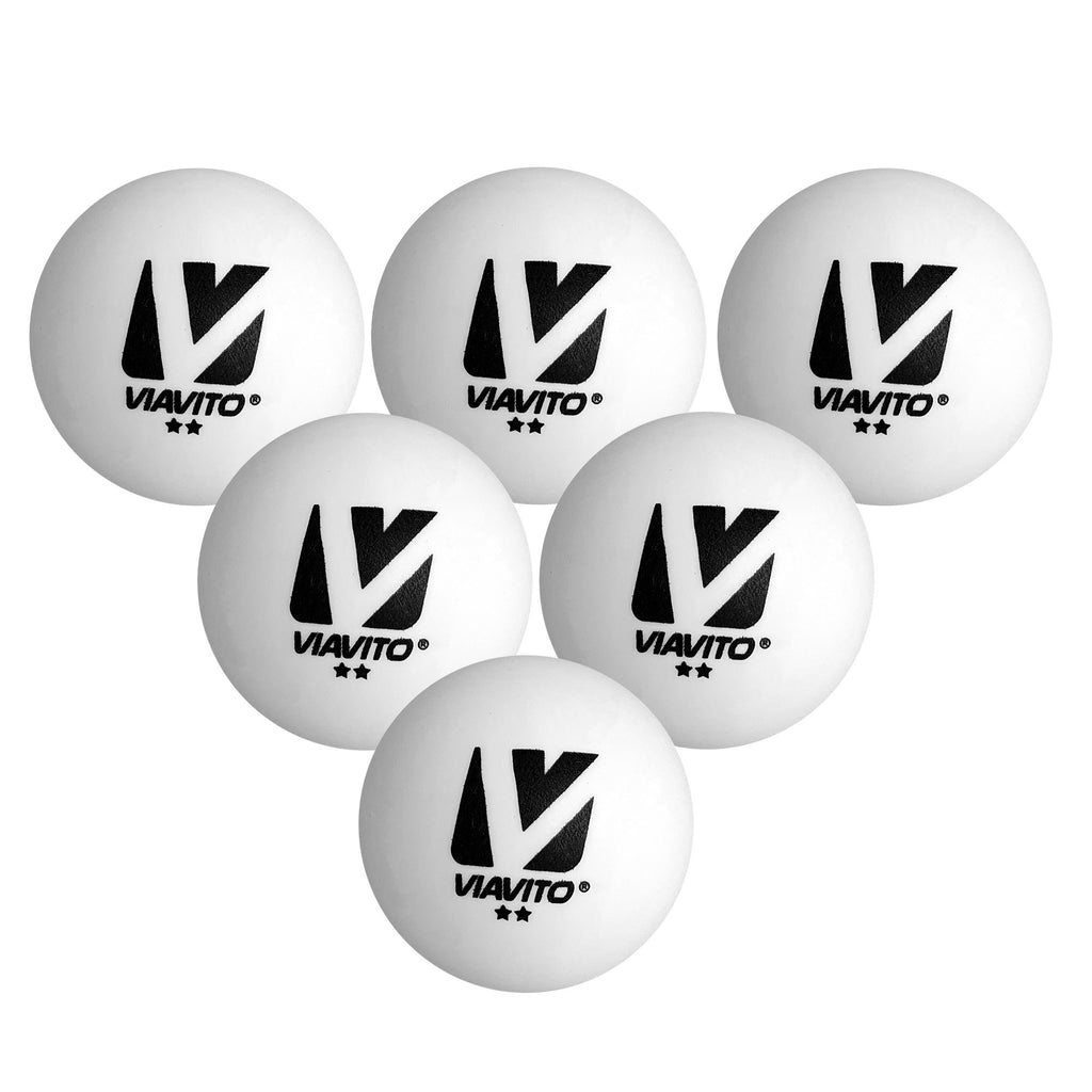 |Viavito Club Adept 2 Star Table Tennis Balls - Pack of 6 - New - Balls|