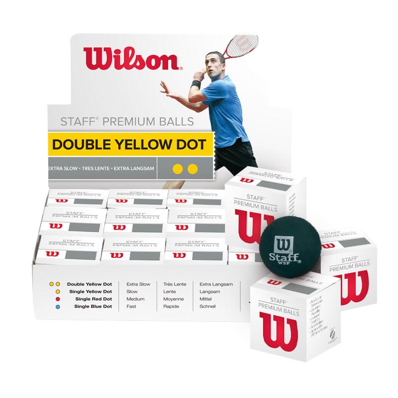 |Wilson Staff Double Yellow Dot Squash Balls - 1 dozen|