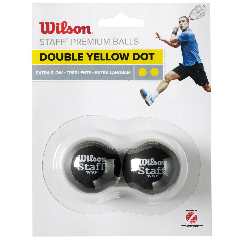 |Wilson Staff Double Yellow Dot Squash Balls - Pack of 2|