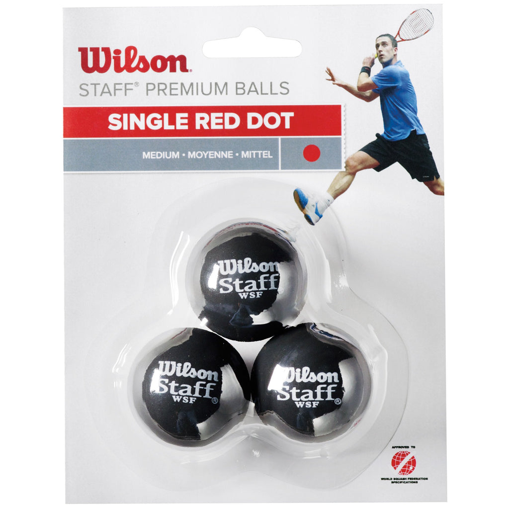 |Wilson Staff Red Dot Squash Balls - Pack of 3|