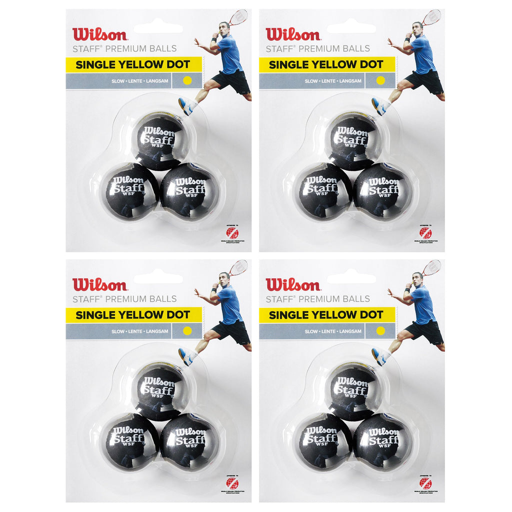 |Wilson Staff Single Yellow Dot Squash Balls - 1 Dozen|