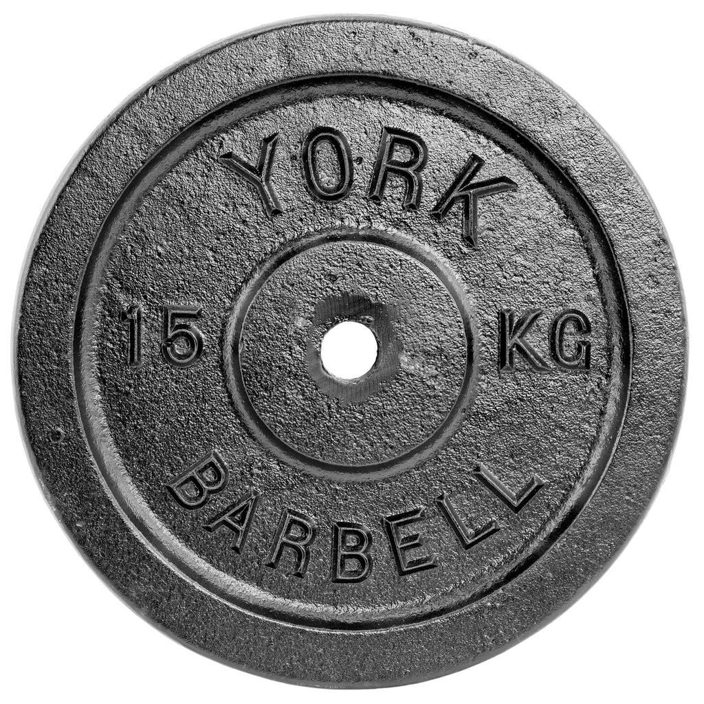 |York 15kg Black Cast Iron 1Inch Plate|