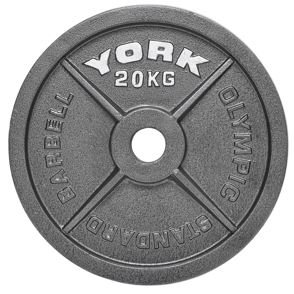 |York 20kg Hammertone Cast Iron Olympic Plate|