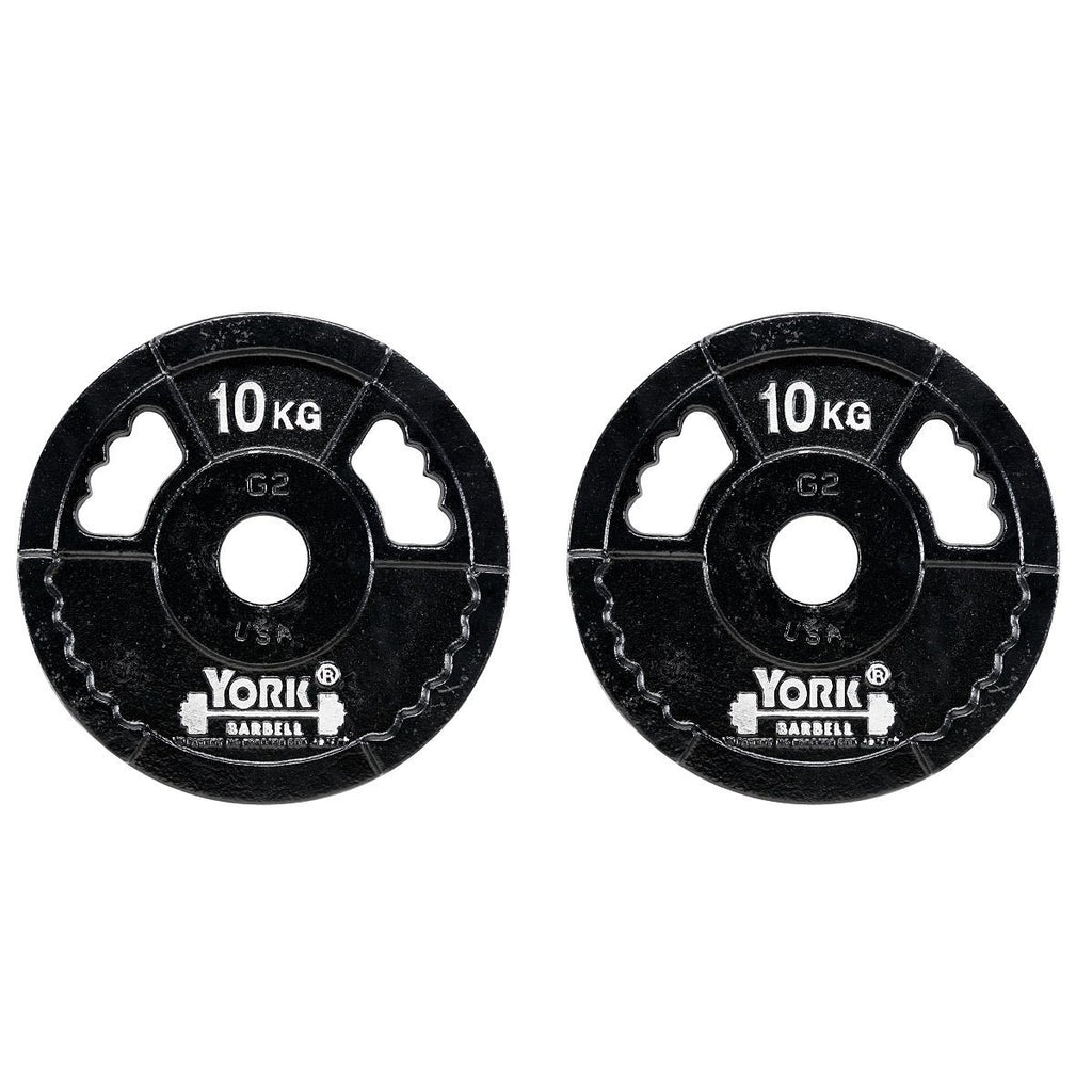 |York 2 x 10kg G2 Cast Iron Olympic Weight Plates|