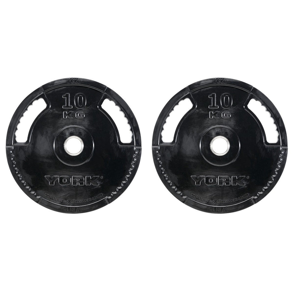 |York 2 x 10kg G2 Rubber Thin Line Olympic Weight Plates|