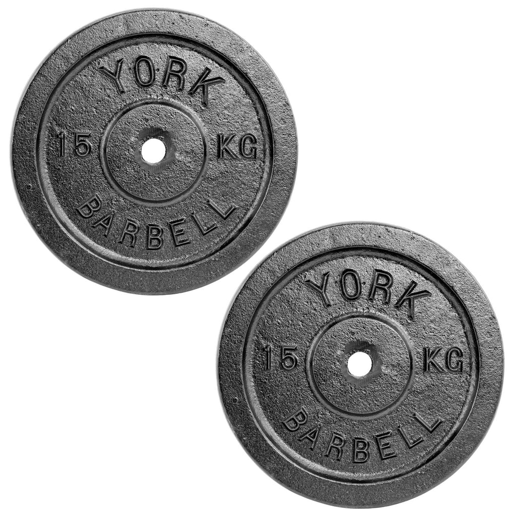 |York 2x 15kg Black Cast Iron 1Inch Plates|