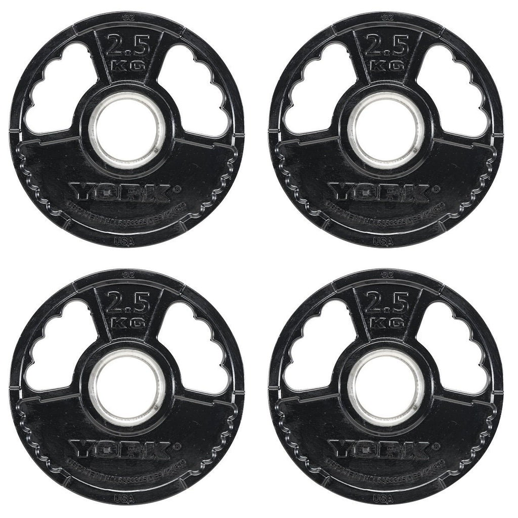 |York 4 x 2.5kg G2 Rubber Thin Line Olympic Weight Plates|
