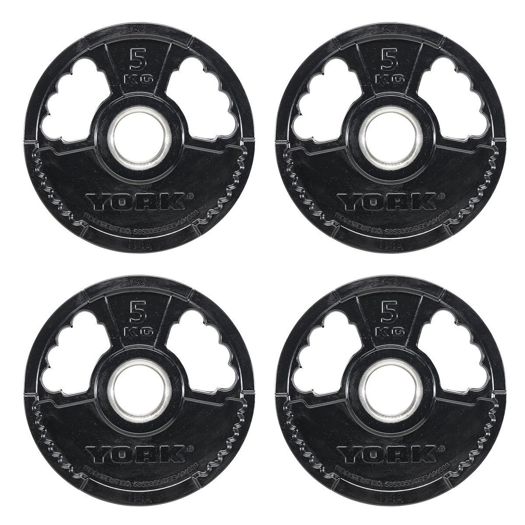 |York 4 x 5kg G2 Rubber Thin Line Olympic Weight Plates|