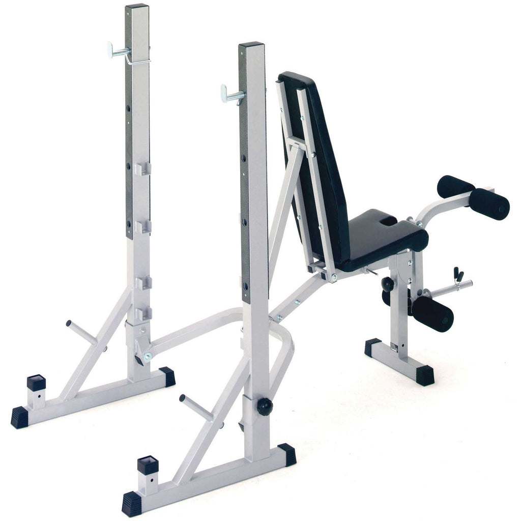 |York B540 Folding Weight Bench and Viavito 50kg Cast Iron Weight Set - Back|