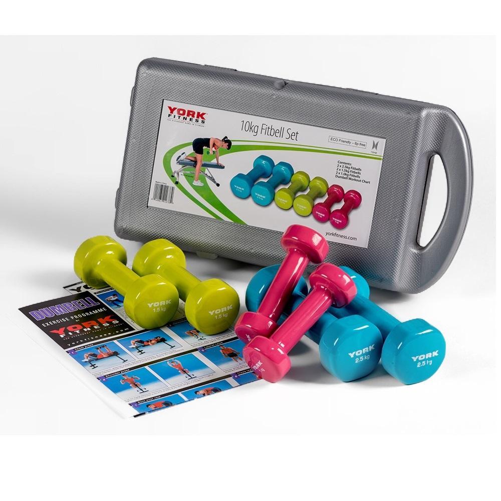 |York Fitness 10kg Fitbell Set in a Case 2018 - Front|