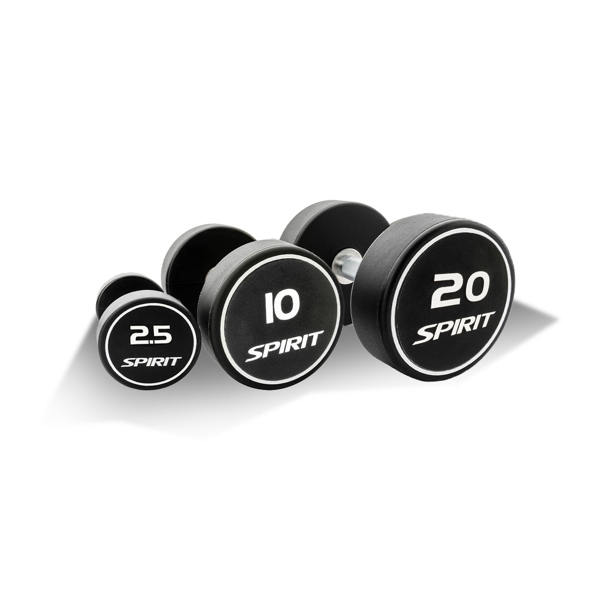 |Spirit Fitness 2.5kg to 20kg Round Rubber Dumbbell Set|