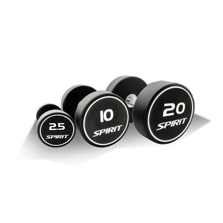 |Spirit Fitness 2.5kg to 20kg Round Rubber Dumbbell Set|