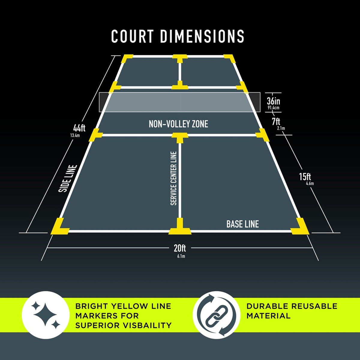 |Franklin Pickleball Court Marker Kit Example|