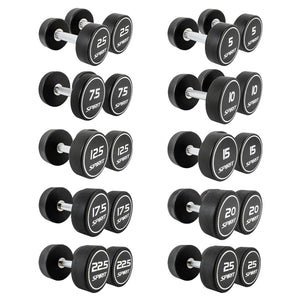 Spirit Fitness 2.5kg to 25kg Round Rubber Dumbbells Set - 10 pairs
