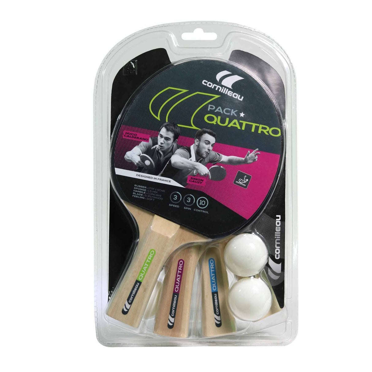 |Cornilleau Bat and Ball Quattro Sport Gatien Set - Box|