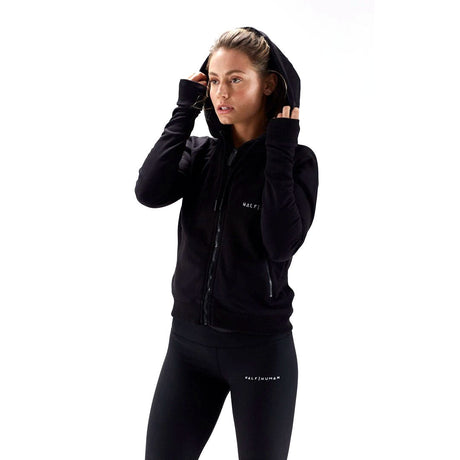 |Half Human Ladies Zip Hoodie - Hood on|
