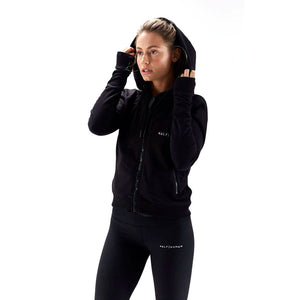 |Half Human Ladies Zip Hoodie - Hood on|
